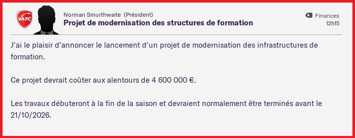 Modernisation Structures de Formation - Fin Octobre 2025
