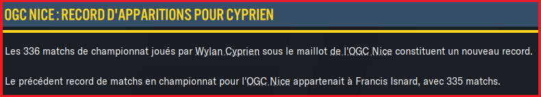 Records apparitions Cyprien