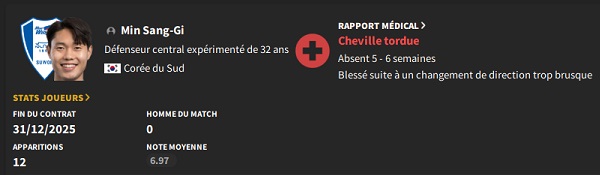 10.1 min sang-gi blessé