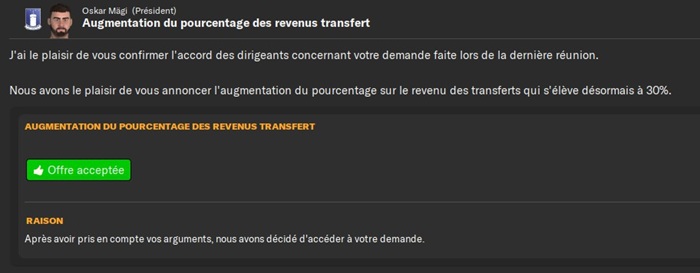pourcentage transfert